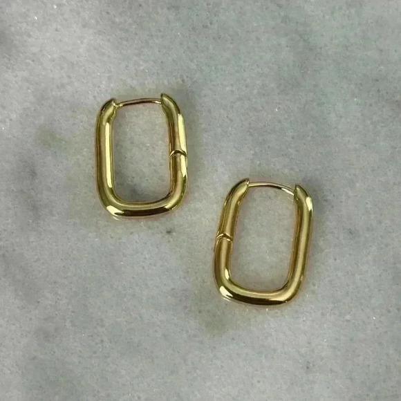 Modest Lu Jewelry - Gold Chunky Square Hoop Earrings Brand New

Gold Plated Sterling Silver